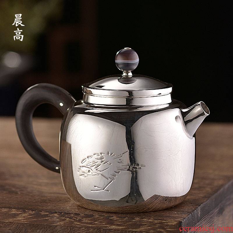 Morning high become saybot carve engraves the bird 999 silver pot pot all hand kung fu tea teapot big silver pot