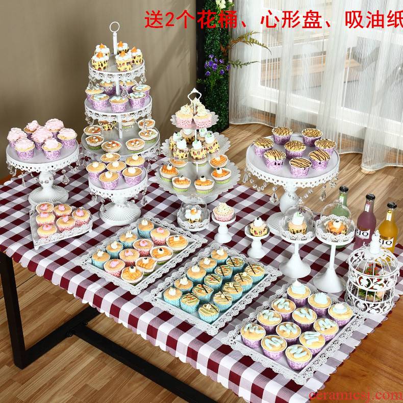 Dessert table furnishing articles show heart cake tray afternoon tea shelf rack European - style multilayer buffet table tea
