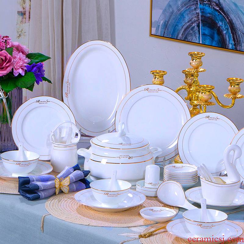 Antarctic treasure combination suit home dishes European - style ipads porcelain tableware dishes chopsticks Chinese ceramic bowl dish to eat