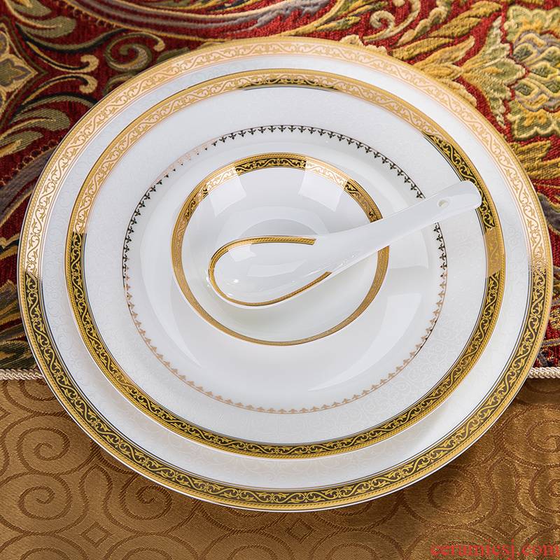 The dishes suit western - style food tableware of high - grade ipads China "bringing relief against The hot bowl of 58 skull with a suit of household porcelain tableware to use
