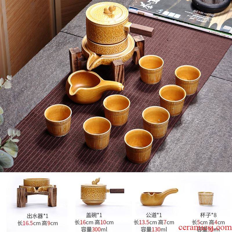 Stone mill tea set retro fortunes lazy large ceramic coarse pottery semi - automatic household kung fu tea