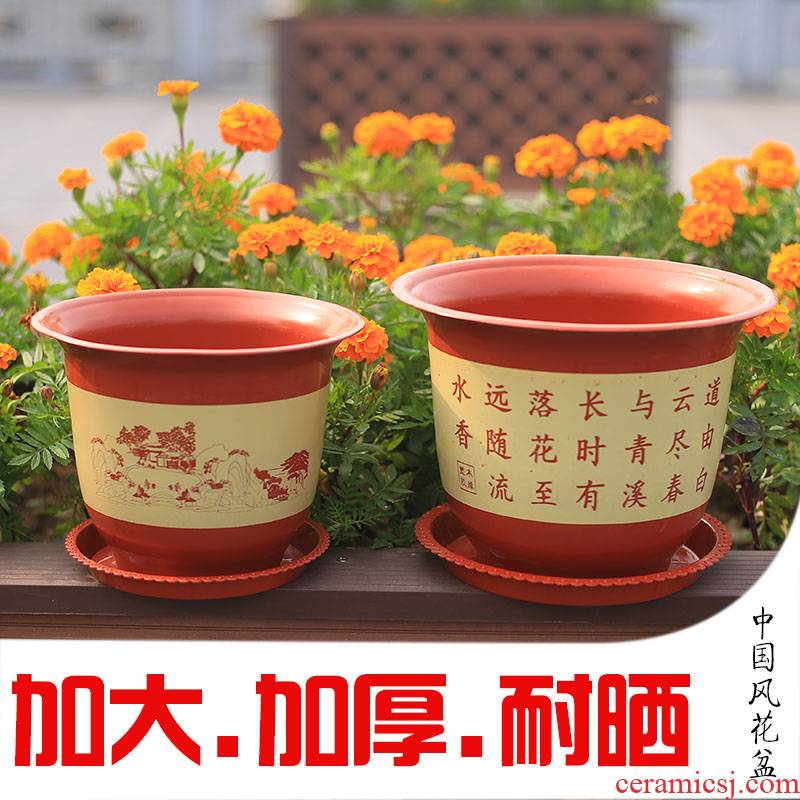The new plastic flower POTS and flowerpot indoor miniascape of circular seedling prevention ceramic resin king flowerpot clearance