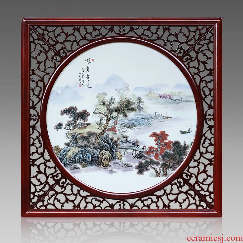 Jingdezhen ceramic central scroll the sitting room porch hotel mural Chinese box square window setting wall decorative porcelain plate painting
