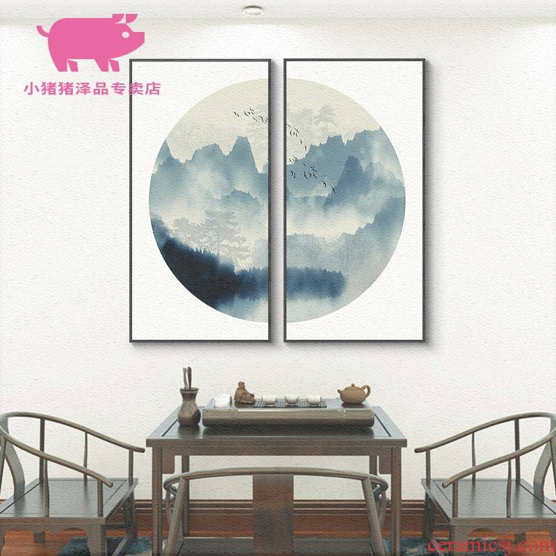 New Chinese style adornment teahouse ink sofa setting wall study zen landscape painting the sitting room porch Chinese hang a picture