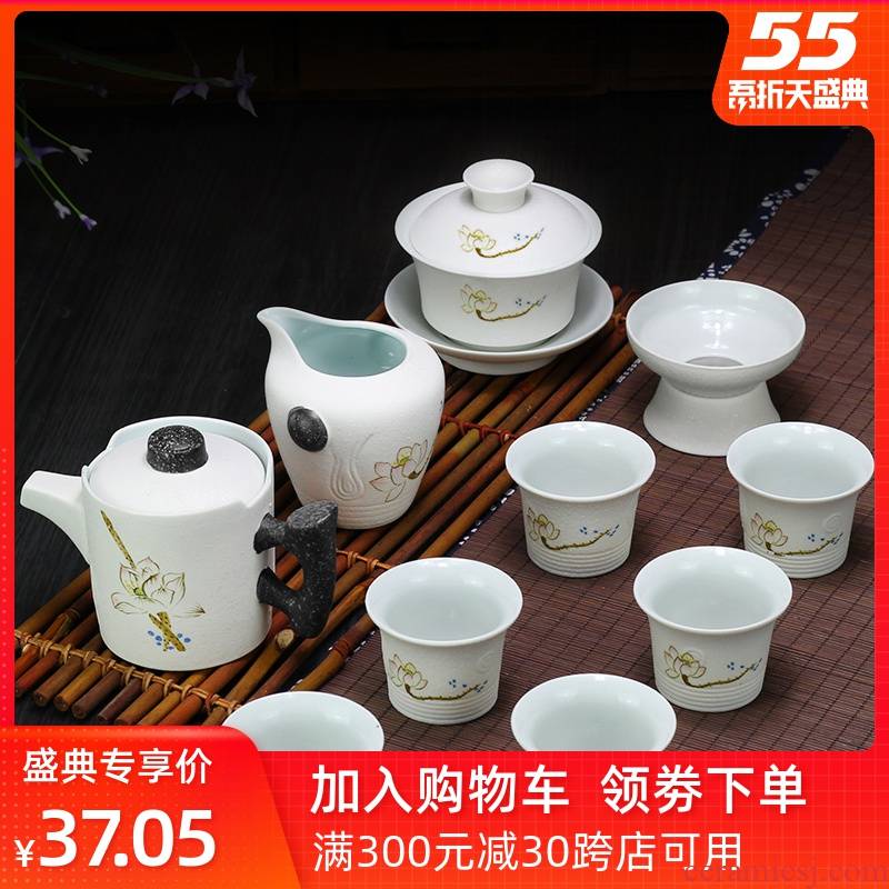 Leopard lam, household snowflakes kung fu tea set ceramic dry tea cups dish suits for Japanese contracted small tea sets tea sea