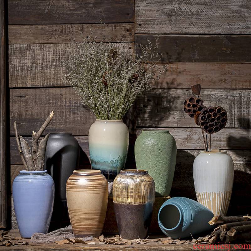 Restoring ancient ways of jingdezhen ceramic vase coarse pottery dry flower arranging flowers do old earthenware jar flower pot sitting room place soft decoration