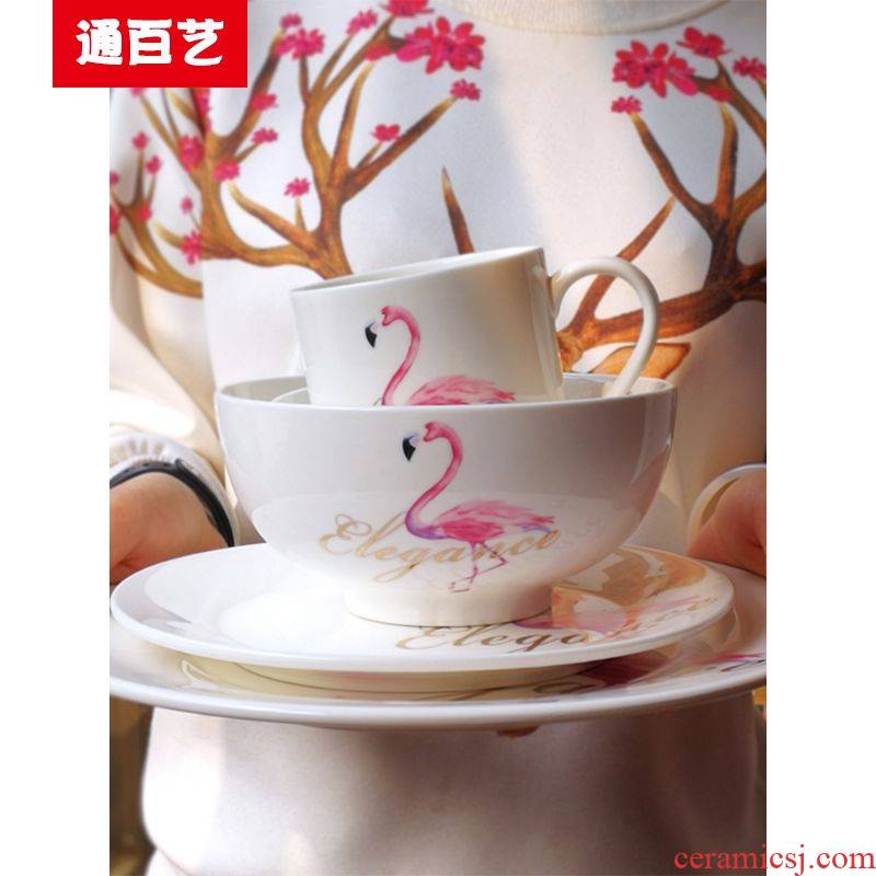 Tong baiyi ceramic plate suit dish dish home four Japanese creative breakfast steak dinner plate plate tableware