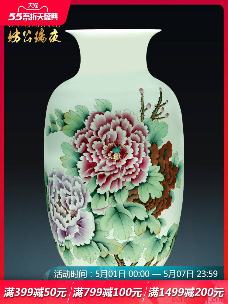 Jingdezhen ceramics vase furnishing articles hand - made blooming flowers, white gourd bottle of Chinese style living room TV cabinet ornament