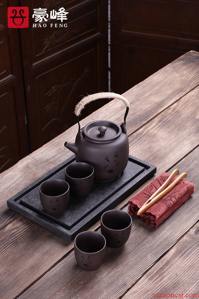 HaoFeng sharply stone kung fu tea set the whole set of domestic tea tray was contracted stone tea tray was small tea table