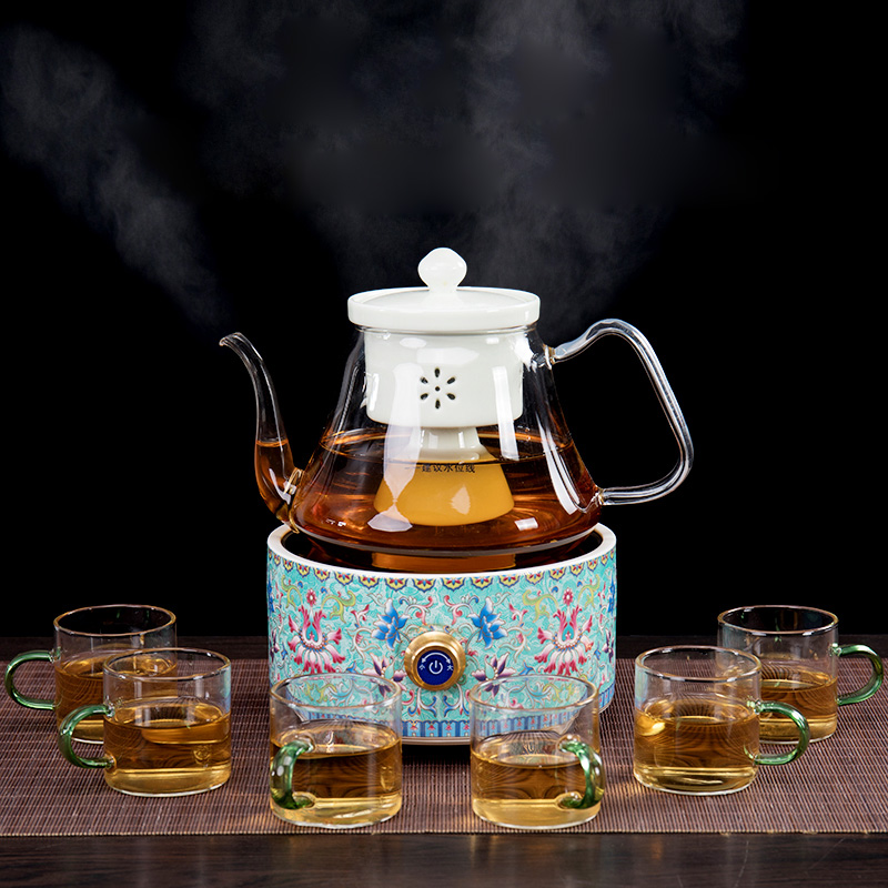 Ronkin home electric glass TaoLu steam cooking pot electric kettle special black tea tea tea steamer