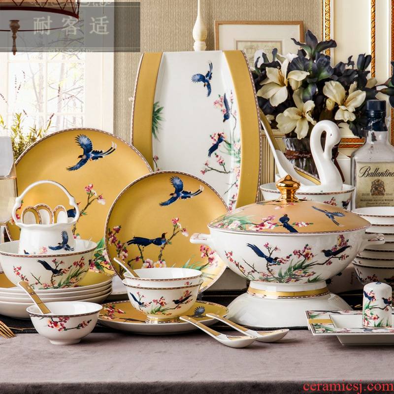 Hold to guest comfortable dishes suit household European - style up phnom penh jingdezhen ceramics tableware portfolio ipads bowls Chinese dish