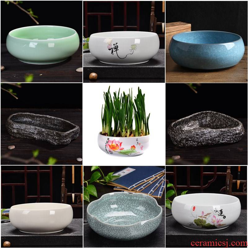 Refers to copper grass sleep flowerpot ceramic bowl lotus, fleshy contracted large household hydroponic plant containers