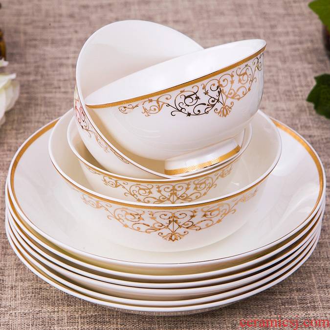 Antarctic treasure dishes suit ipads porcelain tableware dishes chopsticks European - style 56 yellow up phnom penh/head of household contracted combination