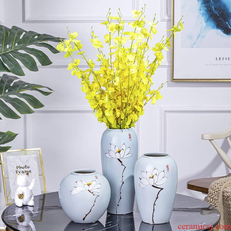 Jingdezhen ceramic vases, modern Chinese flower arranging furnishing articles dried flowers sitting room adornment porcelain TV ark, home decorations