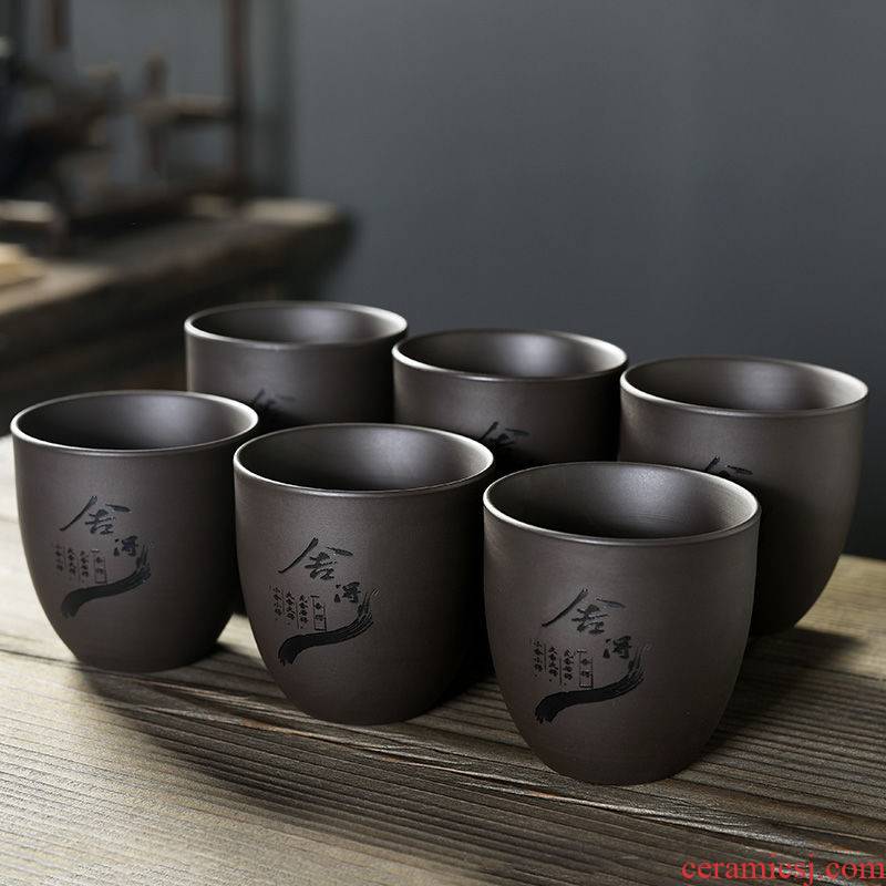 Large capacity purple sand tea set ceramic cups Large cup sample tea cup zen master kung fu cup single CPU