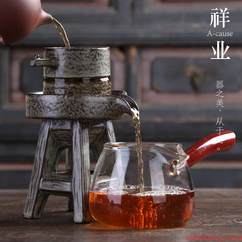 Auspicious industry) tea creative tea ceramic insulation character stone mill tea filters filter tea accessories tea filter