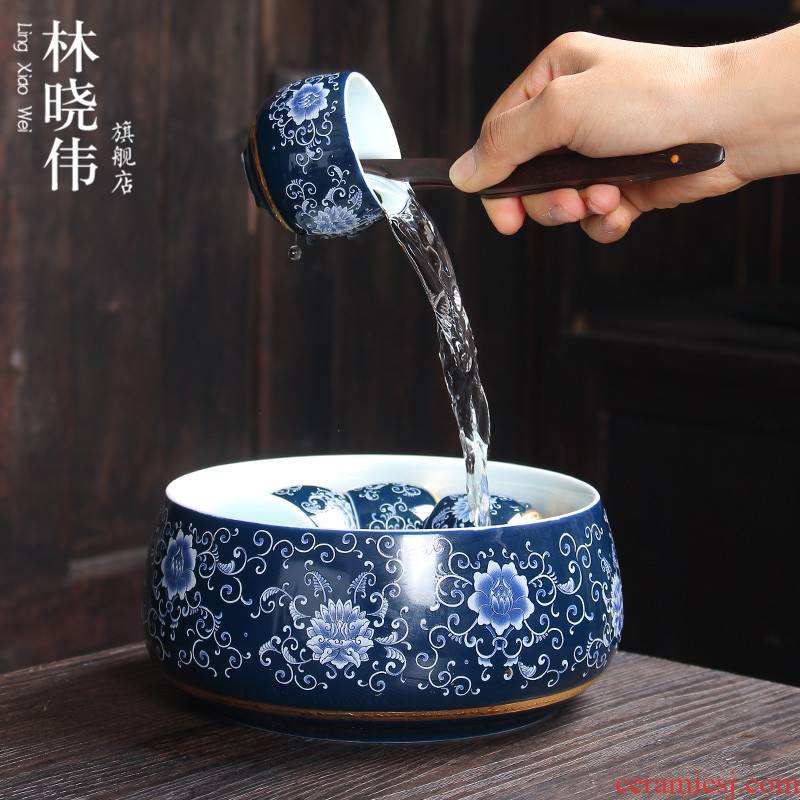 Ji blue kung fu tea tea tray in hot tea accessories writing brush washer size ceramic cylinder tea wash water wash water jar