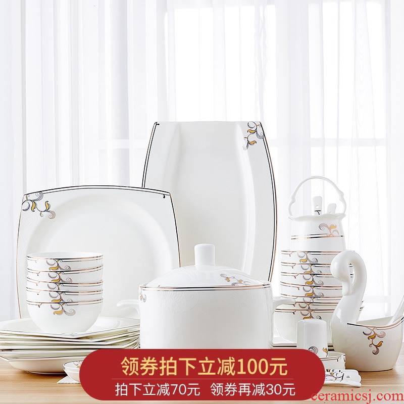 Orange leaf ipads porcelain tableware dishes suit Chinese dishes combination YunYu home European jingdezhen ceramics