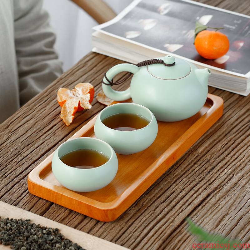 Your up tea set a pot of two second crack open a teapot teacup solid wood pallet ceramic tea set gift boxes