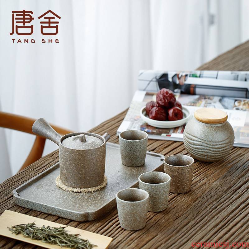 Don difference up Japanese kung fu tea set dry ceramic tea set home office set of coarse pottery side put the pot of tea set