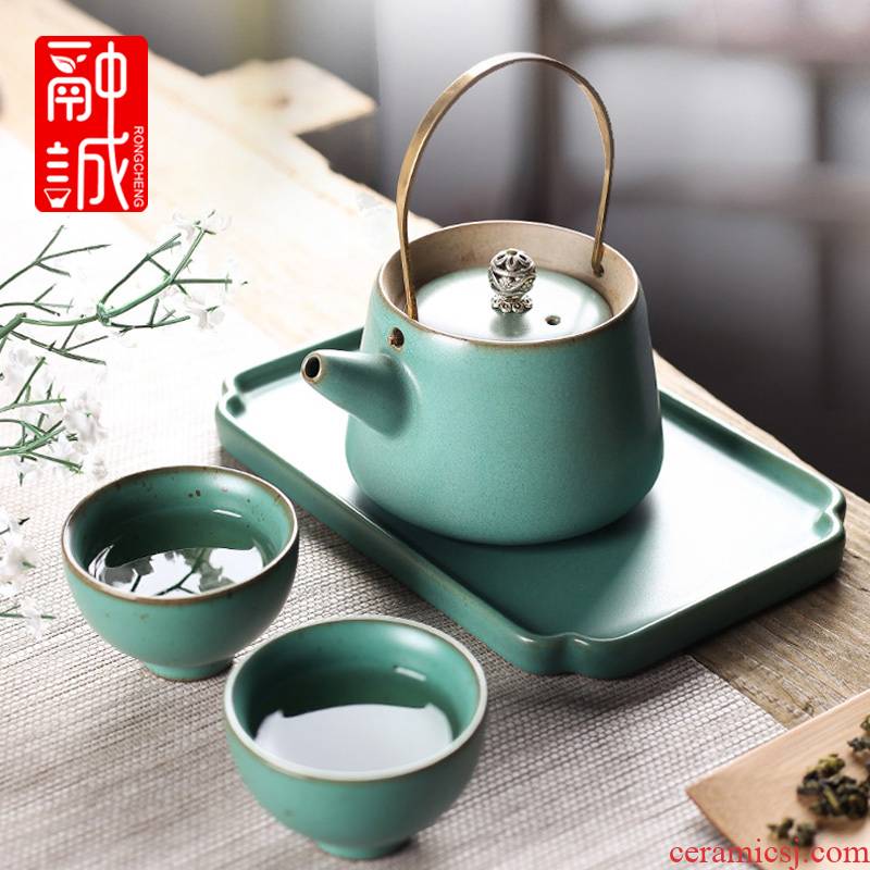 Japanese girder pot of tea sets tea cup household contracted kung fu tea set a pot of two ceramic teapot tea tray