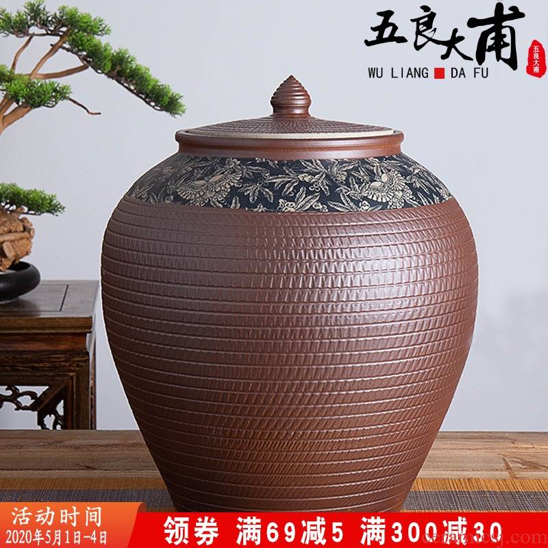 Jingdezhen ceramic barrel of flour bucket home 20 jins 50 kg 100 jins with cover insect - resistant moisture storage m as cans