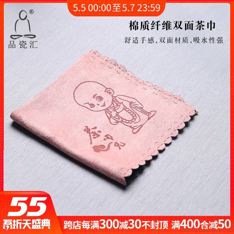 Cotton fiber quality porcelain remit double - sided tea towel water table flag Chinese zen tea tea mat cloth art tea accessories