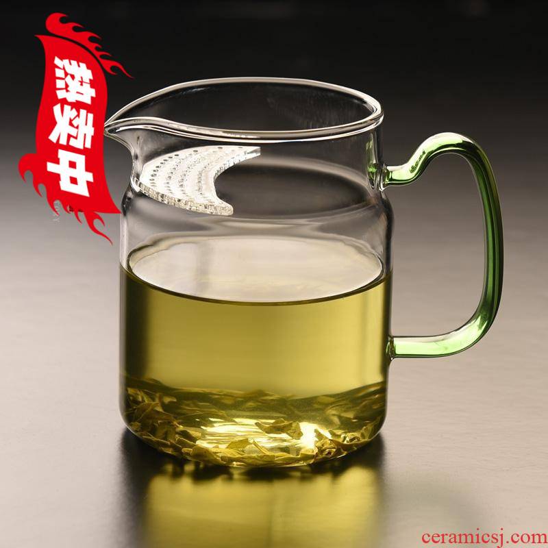 ) a whole glass fair keller heat thickening points tea, green tea set tea service crescent filter and a cup of tea