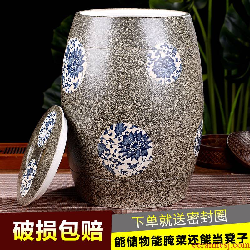 Jingdezhen ceramic barrel 10 jins 20 jins barrel with a lid ricer box tank 30 kg rice jar of oil cylinder