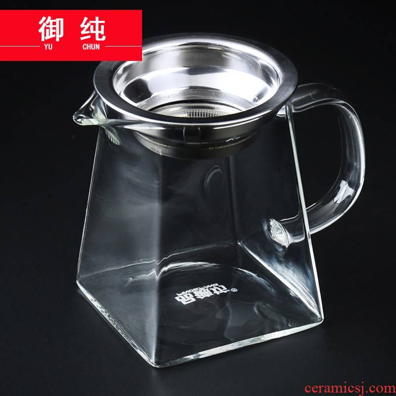 Royal pure transparent heat - resistant glass tea cup creative kung fu tea tea set points fitting justice cup