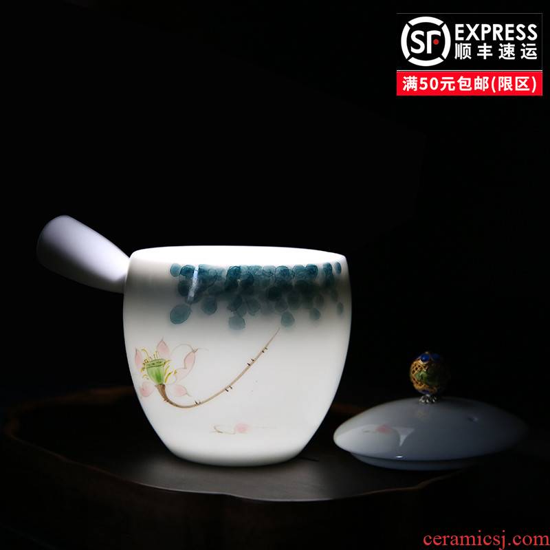 Hand - made suit household kung fu tea set the teapot dehua white porcelain teapot with filtering teapot tea pu 'er side
