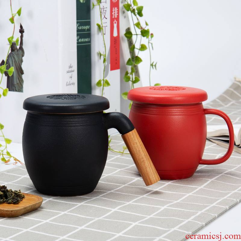 Ronkin creative ceramic pot - bellied mark cup with cover large capacity water cup home with filter move make tea cup