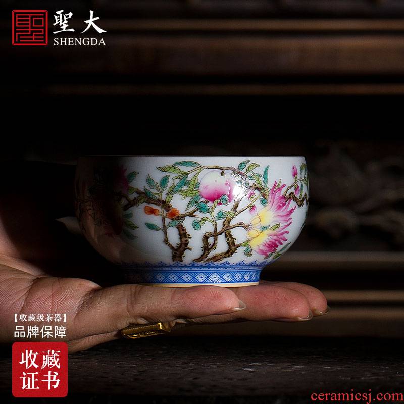 Santa teacups hand - made ceramic kungfu pastel ferro longevity lamp cup sample tea cup pure manual of jingdezhen tea service master