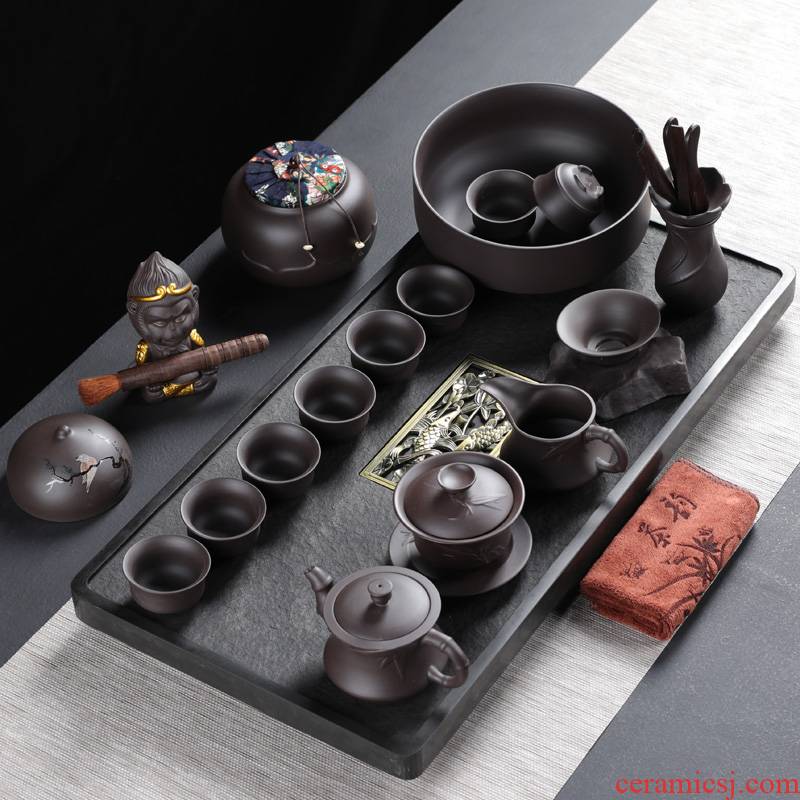Sharply stone tea tray tea sets of violet arenaceous kung fu tea set suit household contracted and I gifts tea sitting room office
