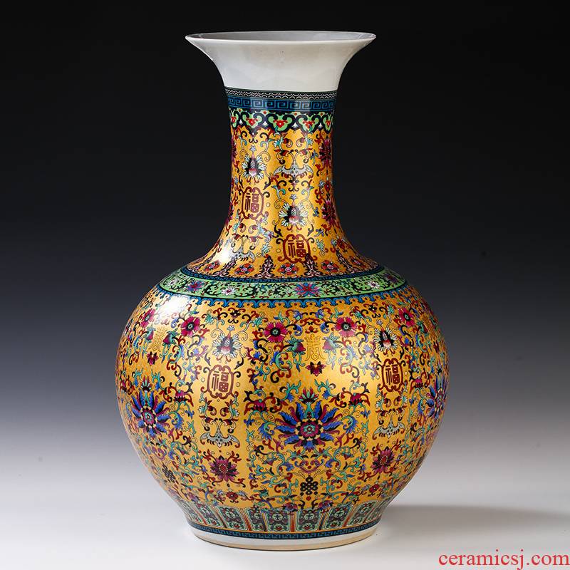 Jingdezhen ceramics European - style colored enamel of large vases, flower, flower arranging, the sitting room TV ark adornment furnishing articles