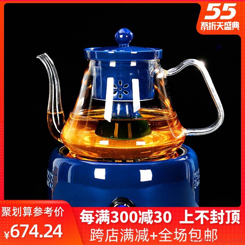 Suit the electric TaoLu boiled tea, kungfu tea stove ji blue glaze glass teapot enamel - lined home burn tea, Y
