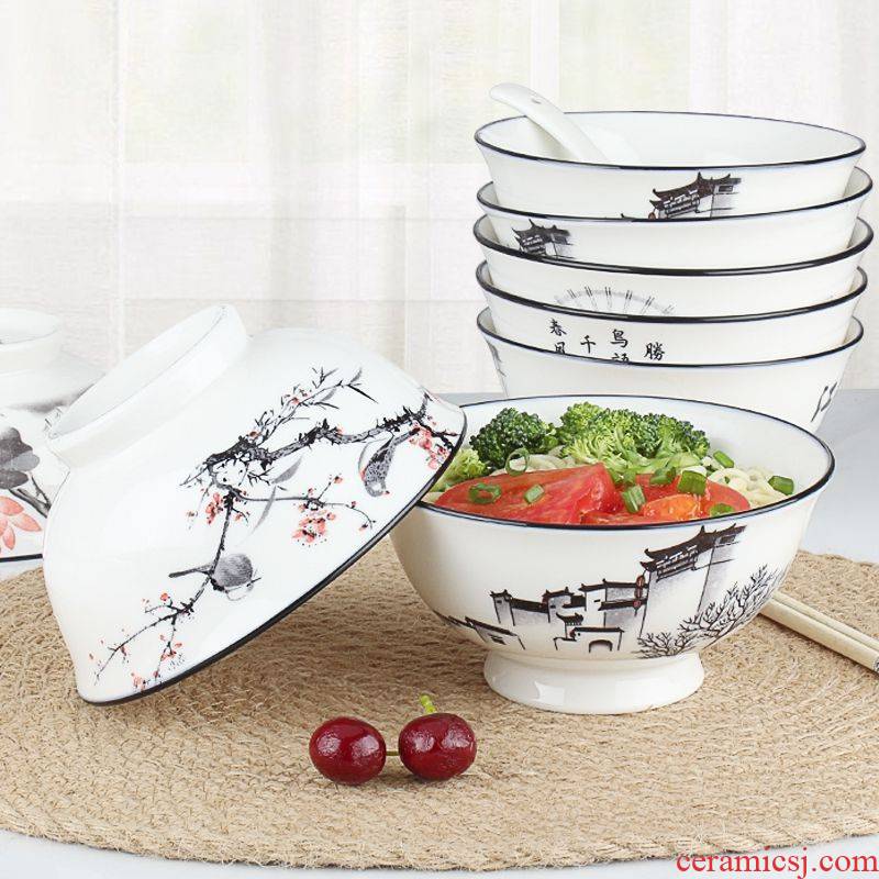 Individual household ceramics 6 inch bowl bowl of soup bowl stewed noodles bowl ltd. Chinese creative cutlery set high iron