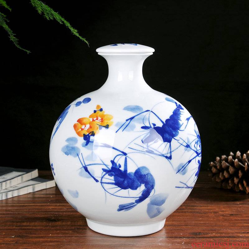 Jingdezhen hand - made ceramic bottle seal tank 10 jins to household adornment bulk wine with cover mercifully medicine