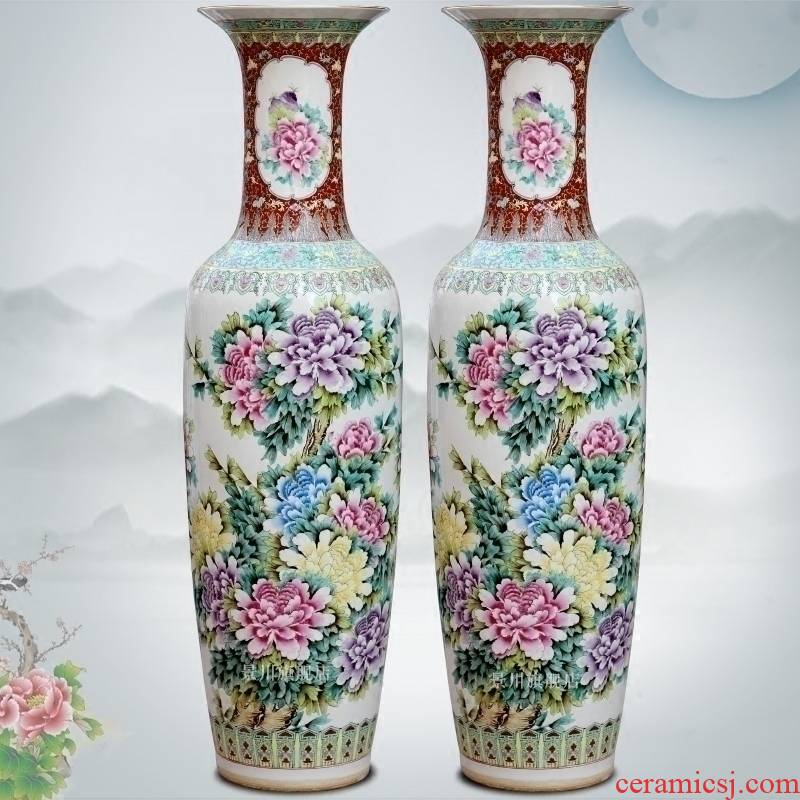 Jingdezhen ceramics hand - made archaize pastel peony Chinese style of large vase vases sitting room adornment is placed