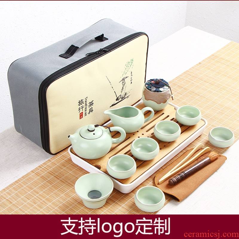 Your up travel kung fu tea set gift custom logo on Your porcelain teapot portable cups to crack a cup