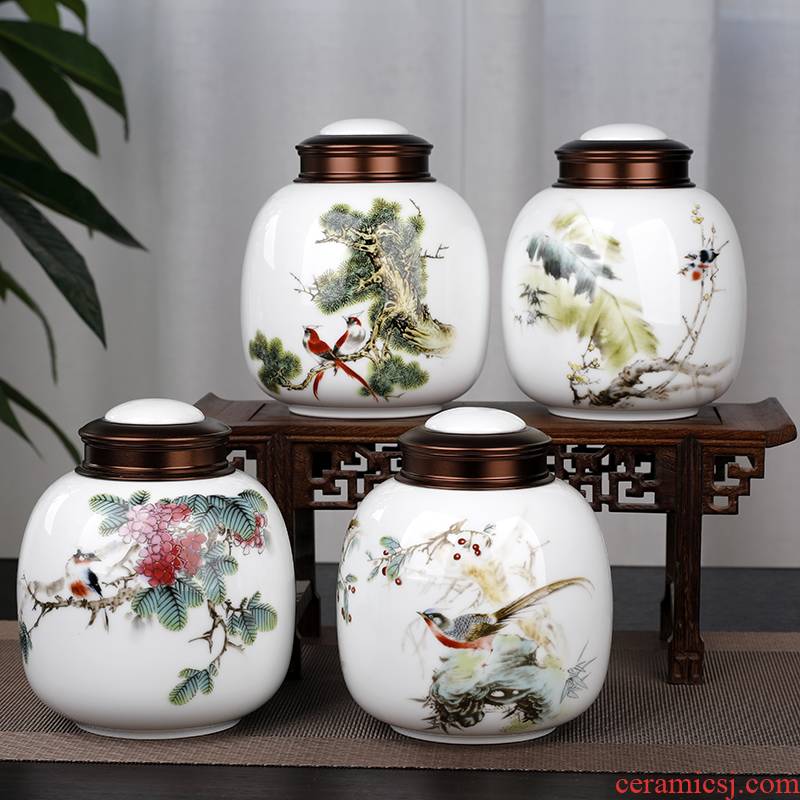 Creative painting of flowers and half jins to small ceramic pu 'er tea pot store seal pot put tea POTS of tea