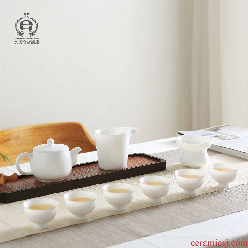 Jingdezhen tea suit household contracted ice jade porcelain kung fu tea ware ceramic cups little teapot three tureen