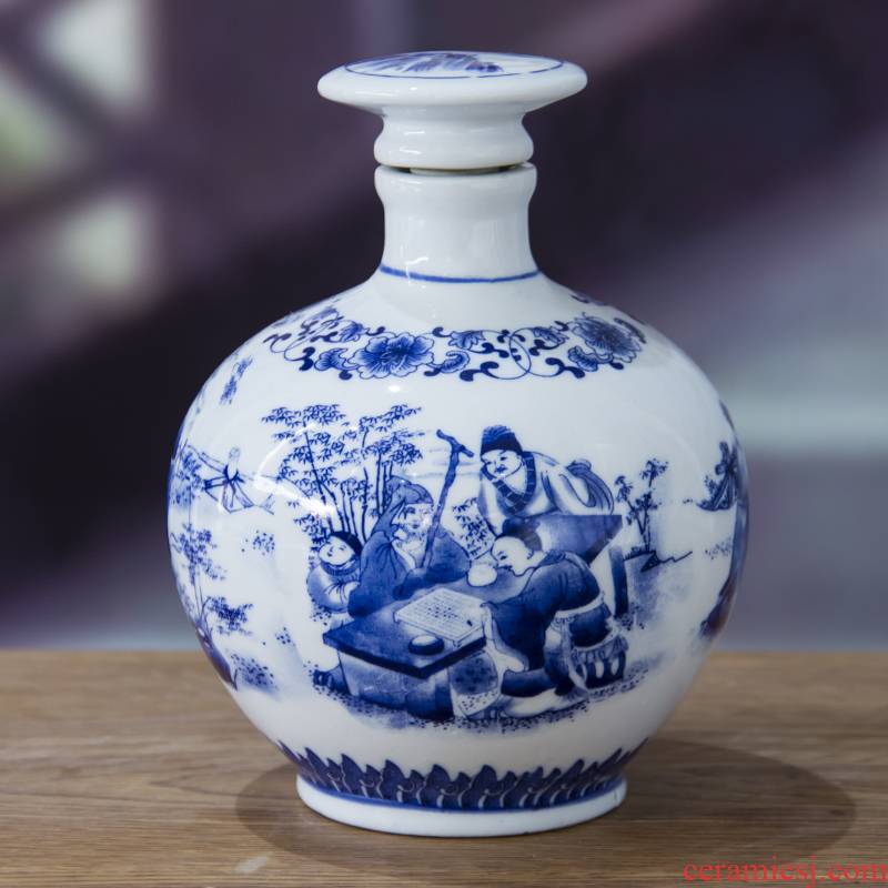 Jingdezhen ceramic wine bottle is blue and white 1 catty 2 jins outfit wine sealed flask 1 catty wine collection