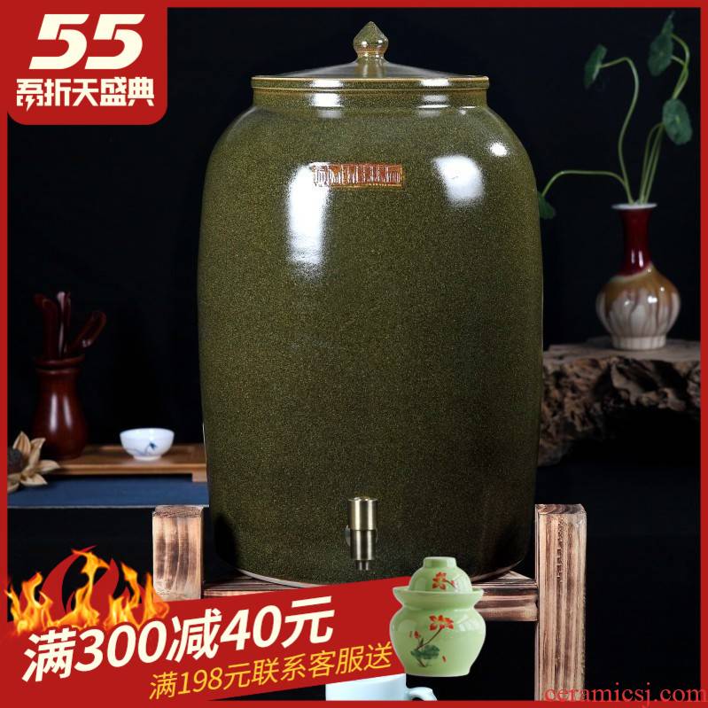 Ceramic jars it oil cylinder storage tank 50 kg 100 jins of the big bucket of jingdezhen tea at the end of the cylinder with the tap