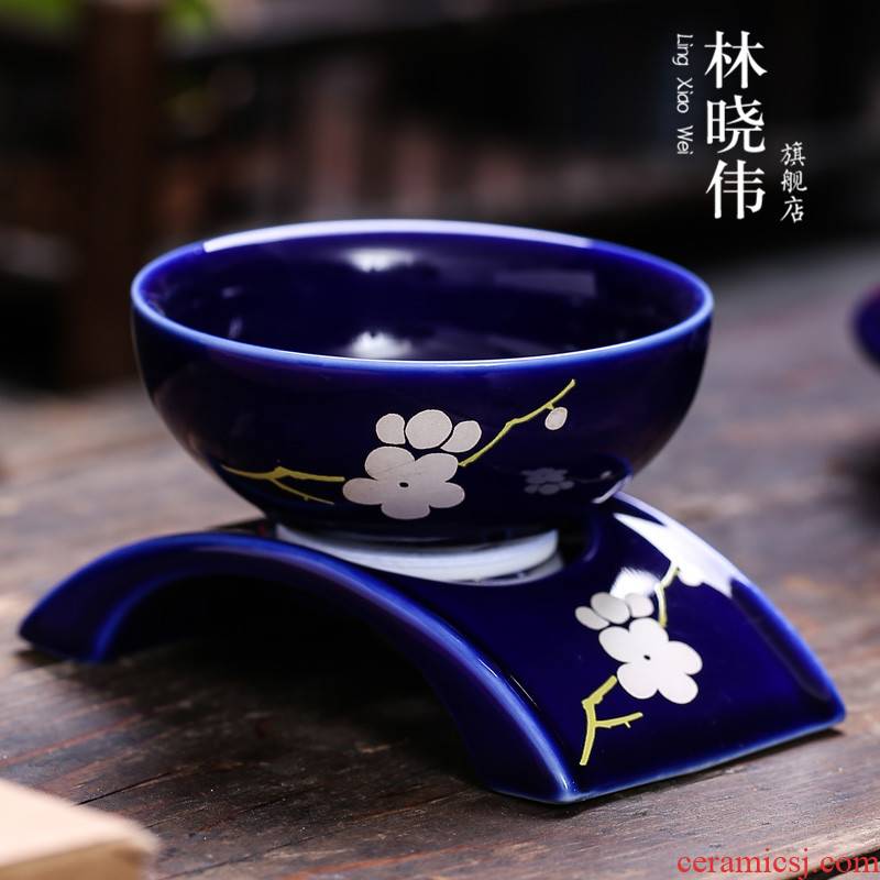 Ji blue ceramic) filter screen saucer kung fu tea tea tea accessories make tea tea tea strainer isolation device