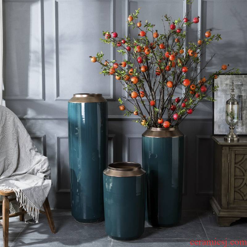 Light the key-2 luxury of I and contracted big green ceramic vase furnishing articles new Chinese flower arranging jingdezhen flower implement household living room