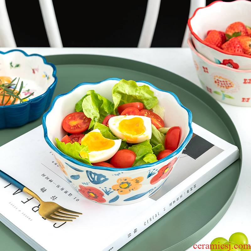 ChiXiaoXi flower tendril Japanese hand - made ceramic bowl home eat high little rainbow such as bowl of rice bowl bowl bowl hat to bowl