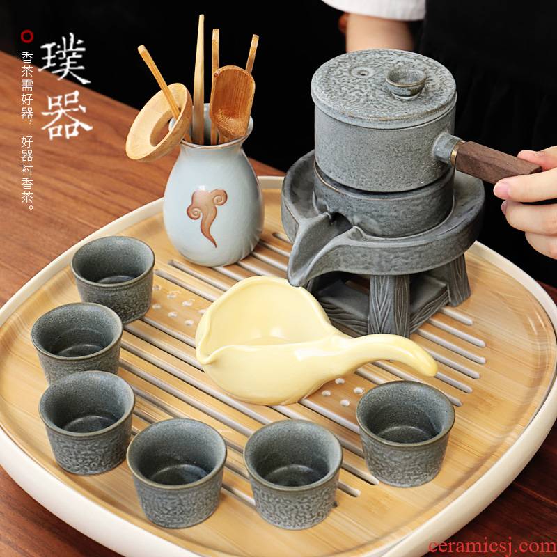 Stone ground tea sets tea tray was family fortunes lazy people make tea all semi - automatic ceramic kung fu tea cups