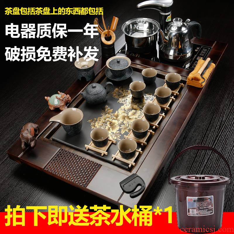 Back on sharply stone tea set an induction cooker household package mail violet arenaceous kung fu tea tray was Europe type tea table