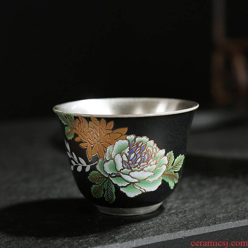 Manual pick flowers coppering. As silver sample tea cup ceramic kung fu tea cup cup Japanese bowl cups master single CPU